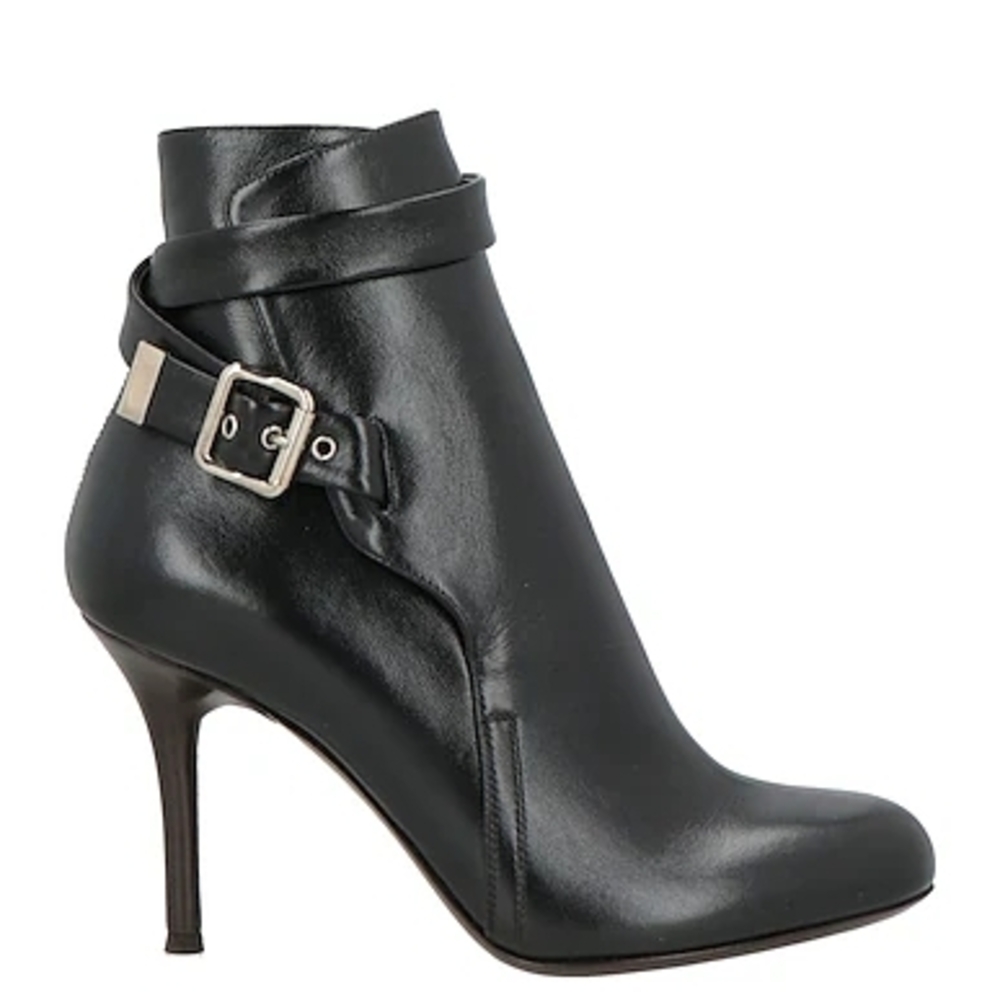 NWT Chloe Black Leather Ankle Booties, Spike Heel, Sz 37.5